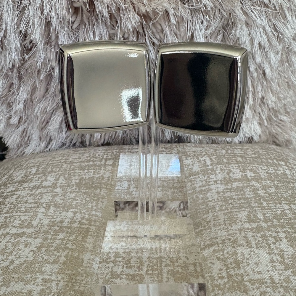 Silver Square Earrings - image 2